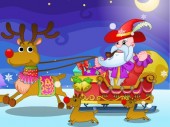 Happy Santa Claus and Reindeer